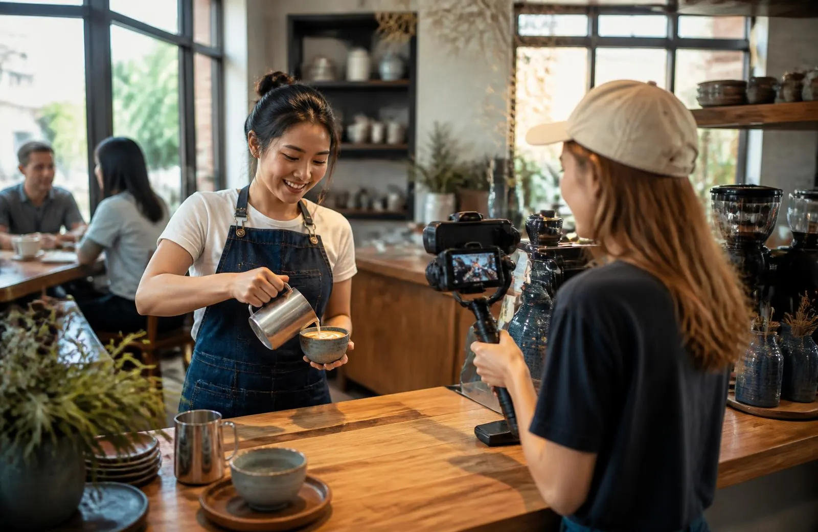 Creator-Setup bei einem Dreh für eine Marke aus dem Bereich Cafés