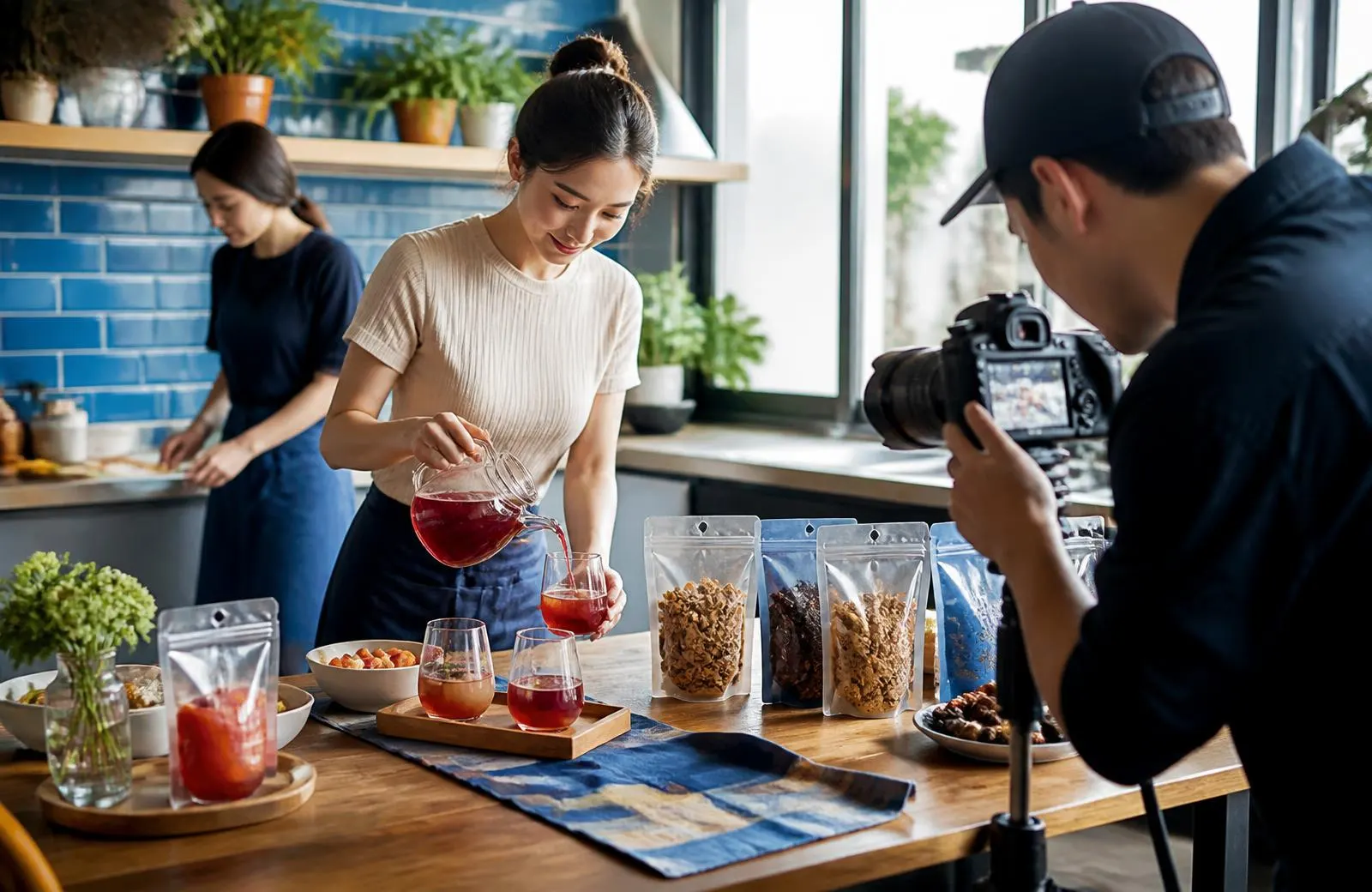 Creator-Setup bei einem Dreh für eine Marke aus dem Bereich Food & Getränke