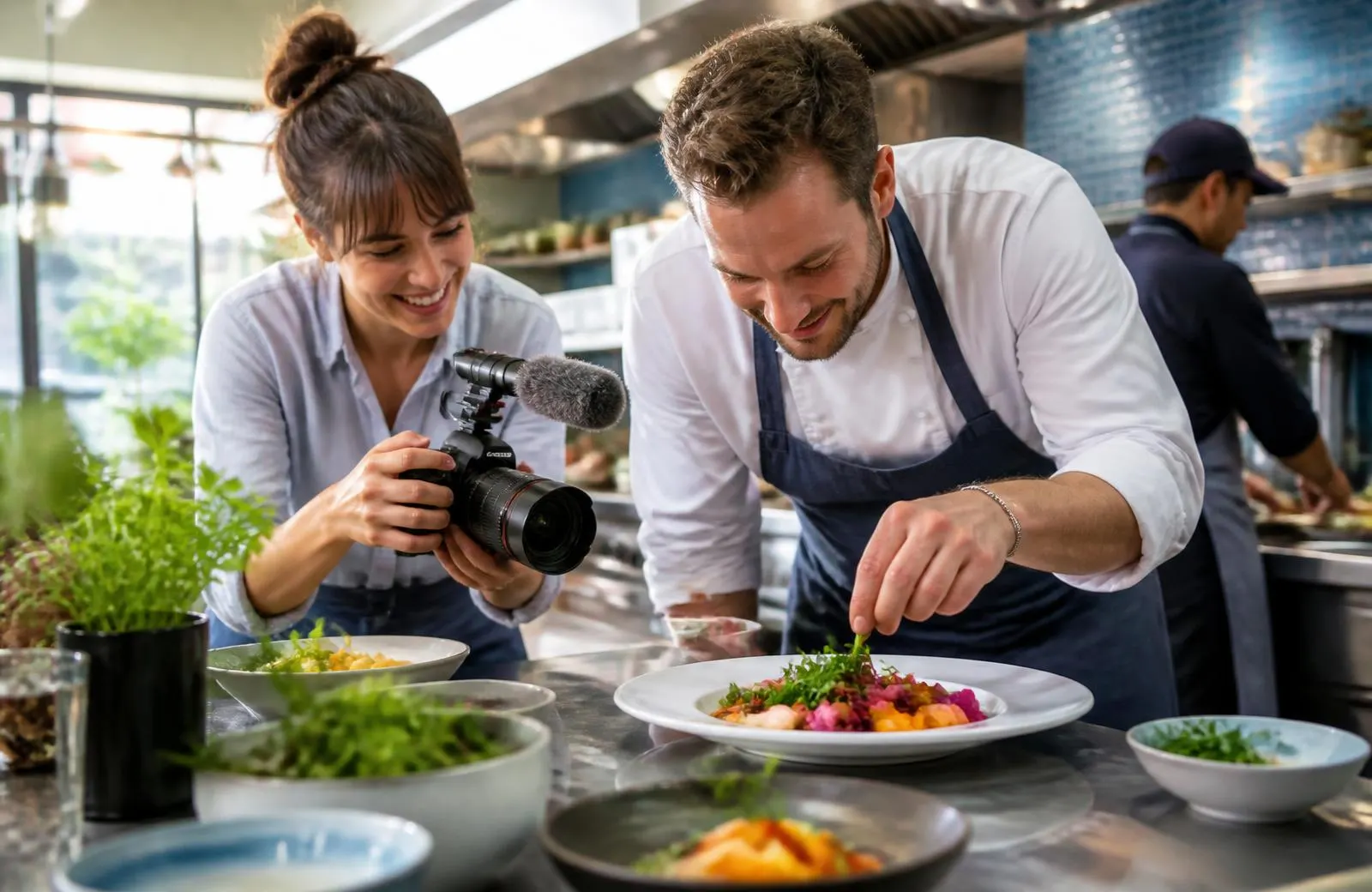 Creator-Setup bei einem Dreh für eine Marke aus dem Bereich Gastronomie