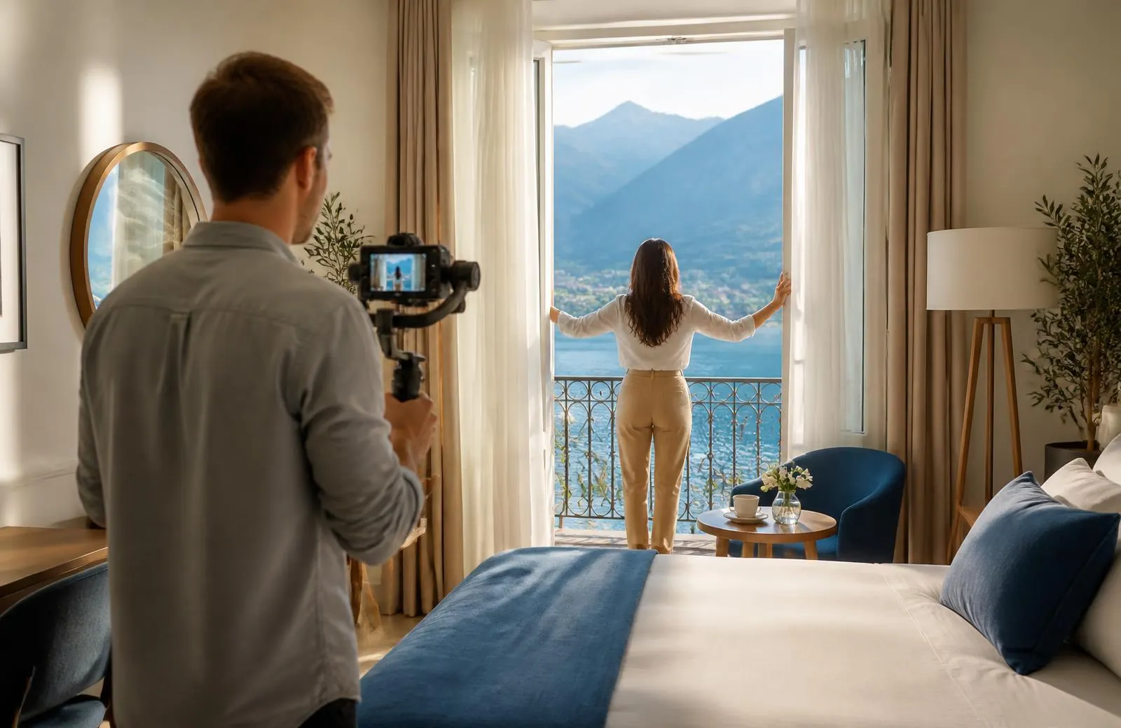 Creator-Setup bei einem Dreh für eine Marke aus dem Bereich Hotellerie & Tourismus