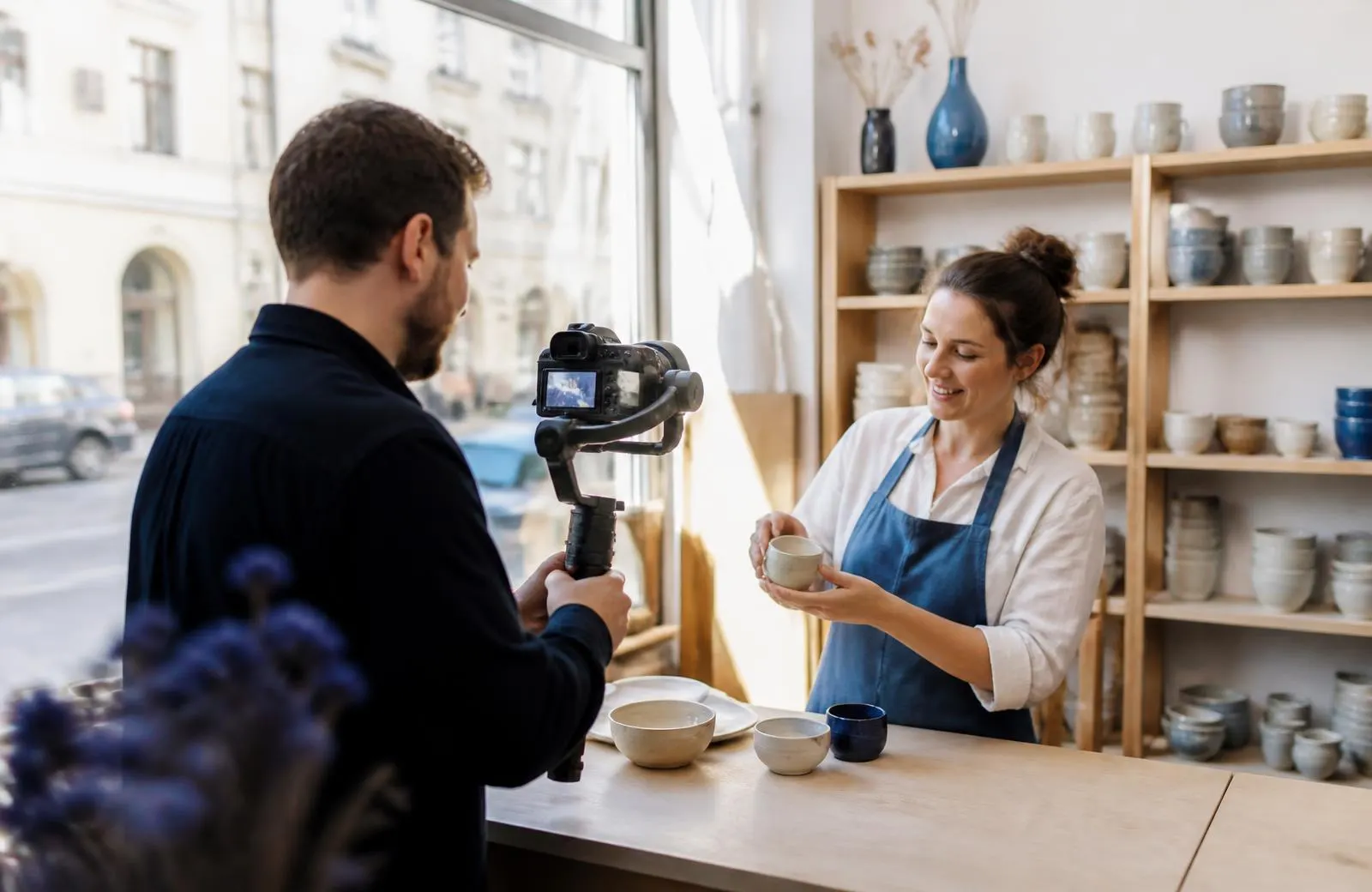 Creator-Setup bei einem Dreh für eine Marke aus dem Bereich Lokale Unternehmen