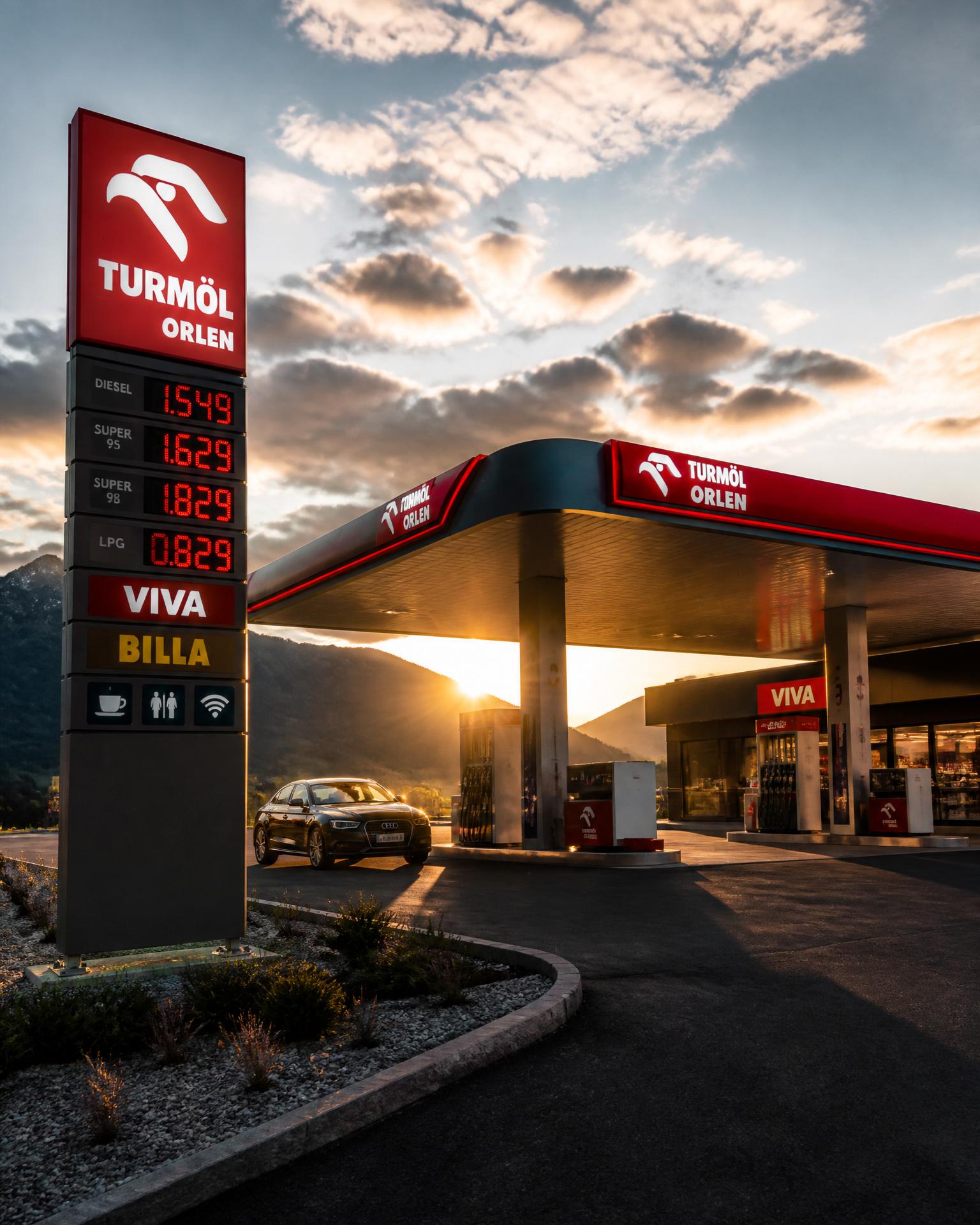 Orlen Tankstelle bei Sonnenuntergang. Paid Ads Performance Case